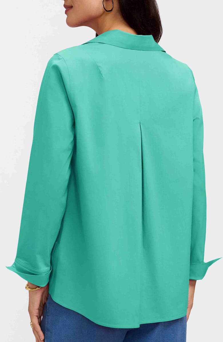Foxcroft Agnes Cotton Blend Popover Top, Alternate, color, Biscay Green