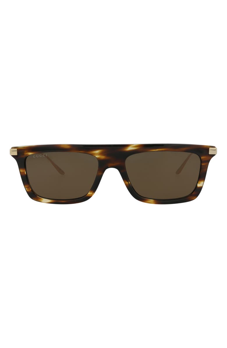 Gucci Novelty 55mm Rectangular Sunglasses, Main, color, Havana Gold Brown