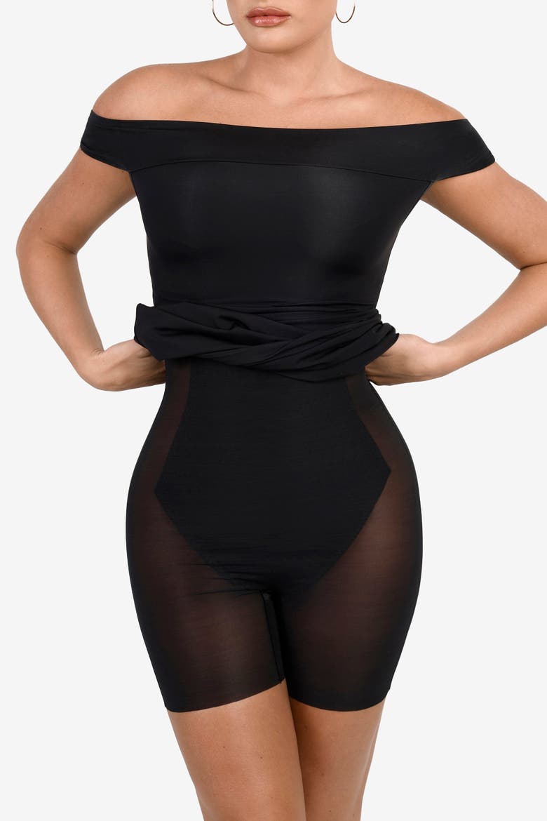 Shapewear Off-the-Shoulder Bodycon Mini Dress, Alternate, color, Classic Black