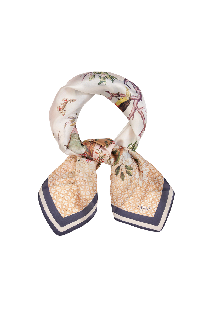 Fable England Wonderland Narrative Square Scarf, Alternate, color, Caramel