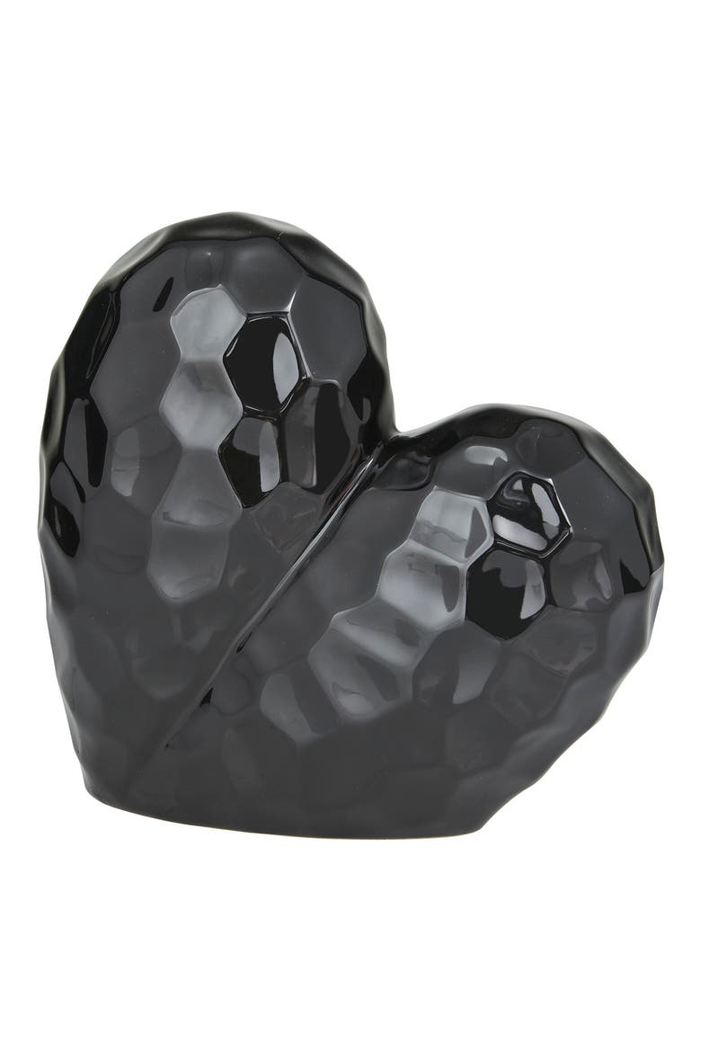 Black Porcelain Heart Sculpture, Main, color, BLACK