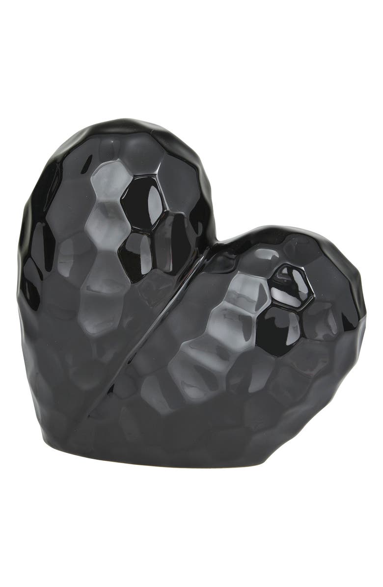 VIVIAN LUNE HOME Black Porcelain Heart Sculpture, Main, color, Black