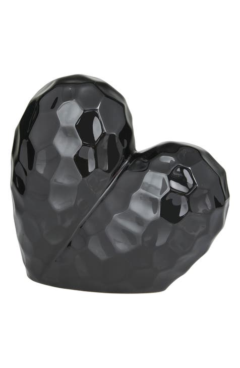 Black Porcelain Heart Sculpture