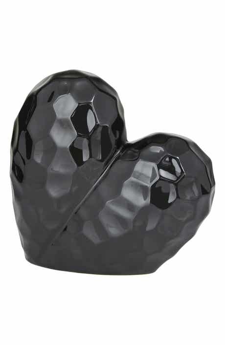 VIVIAN LUNE HOME Black Porcelain Heart Sculpture