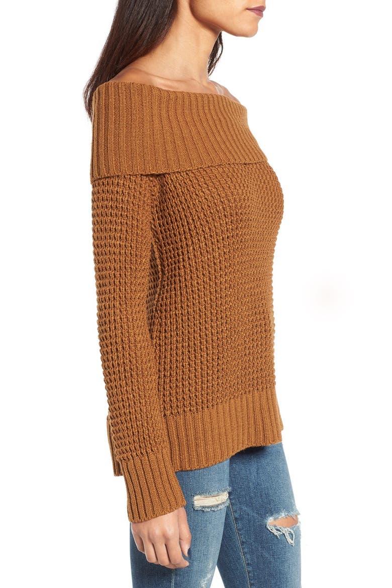 Off the Shoulder Sweater, Main, color, BROWN CATTAIL