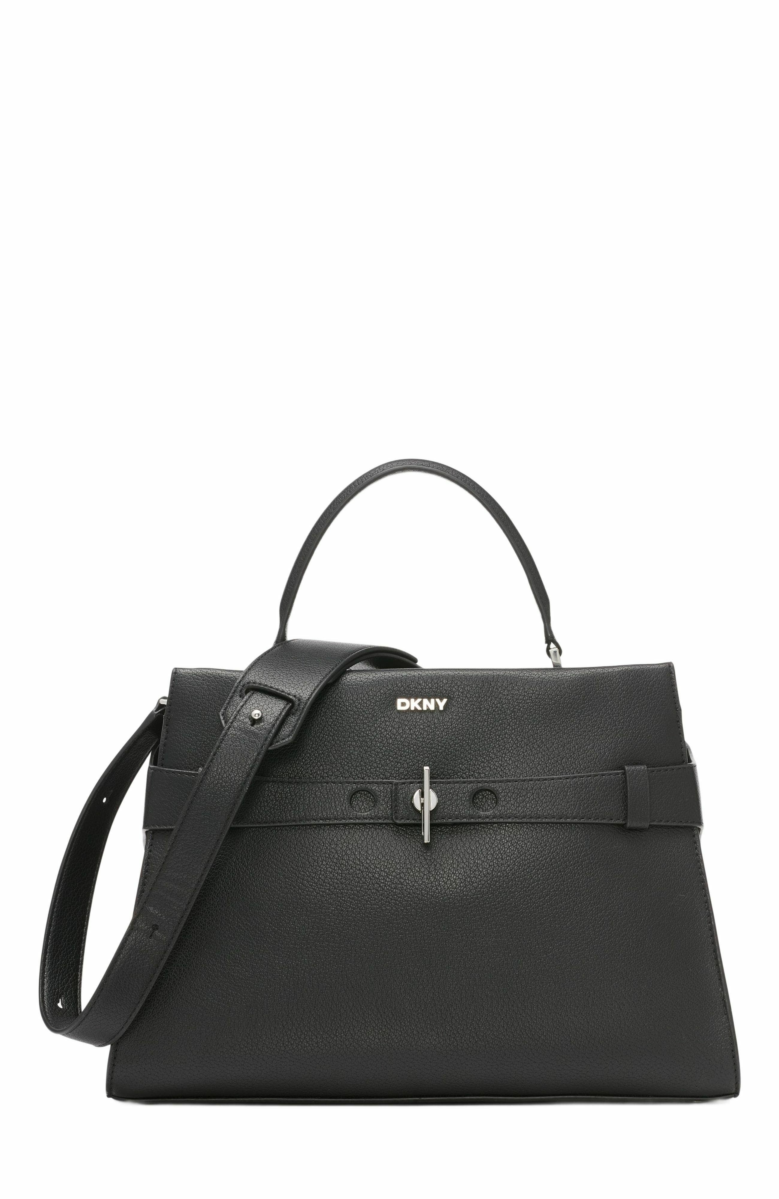 DKNY Bleeker Large Satchel, Main, color, Black/Silver