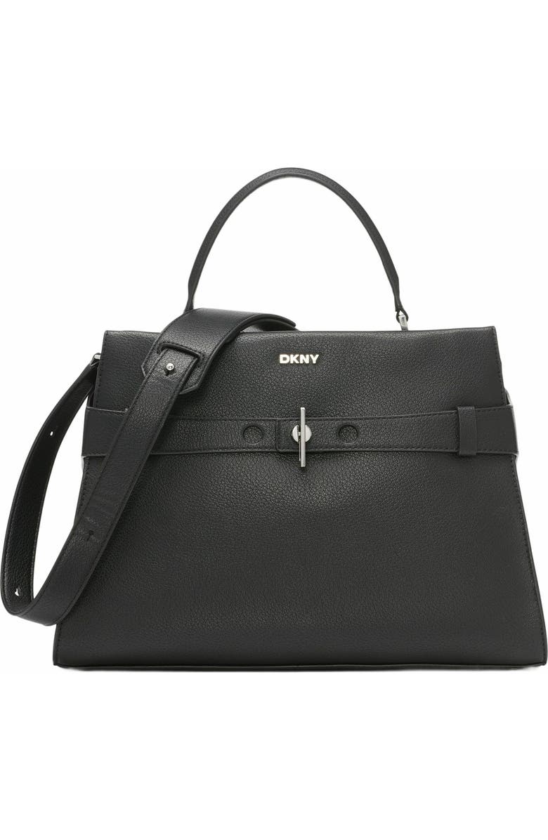 DKNY Bleeker Large Satchel, Main, color, Black/Silver