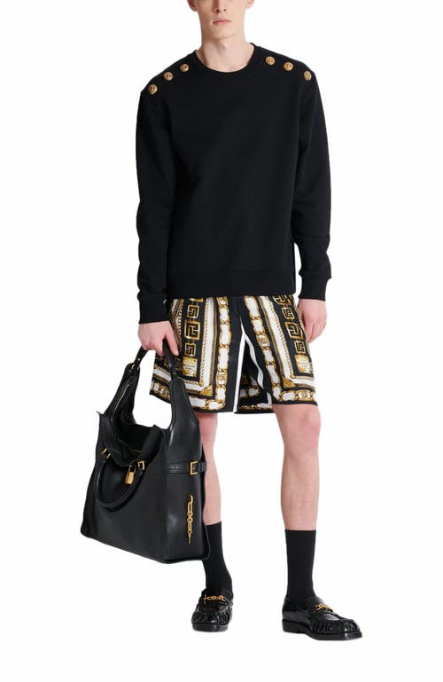 Balmain Crew Neck Sweater With Gold Button Detailing In Multi