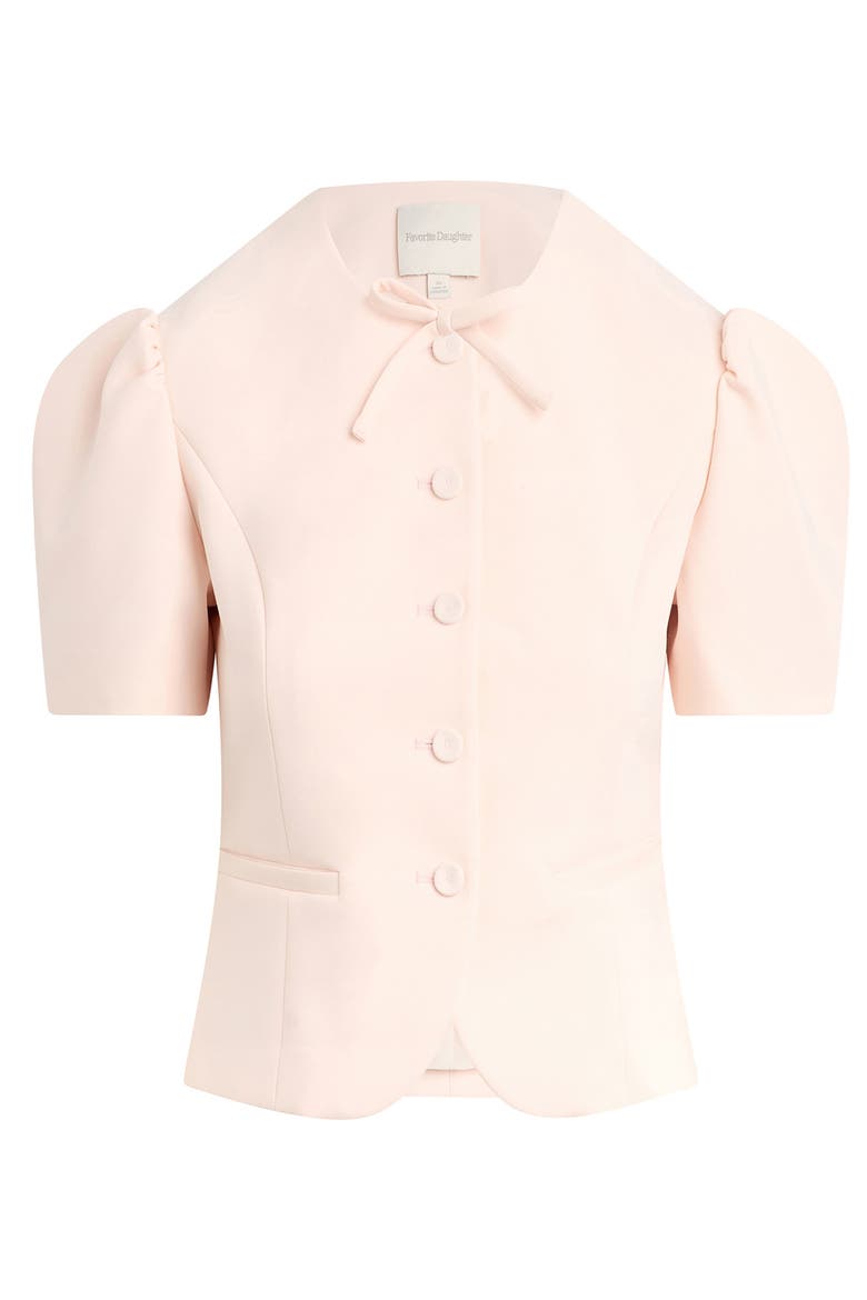 The Pardon Bow Detail Short Sleeve Jacket, Alternate, color, BLUSH PINK