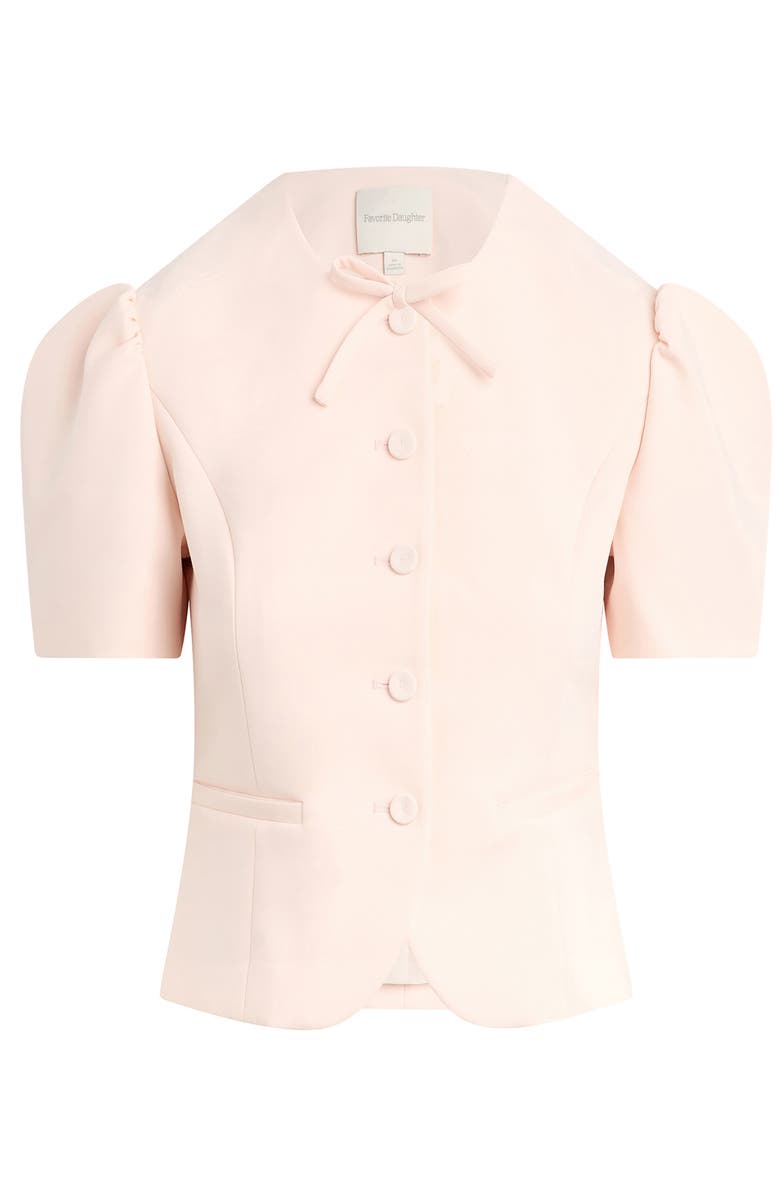 Favorite Daughter The Pardon Bow Detail Short Sleeve Jacket, Alternate, color, Blush Pink