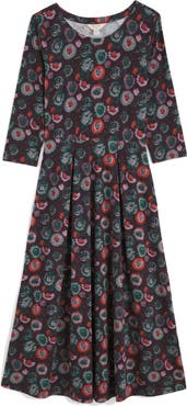 Seasalt Cornwall Veronica Print Stretch Organic Cotton Jersey Midi Dress