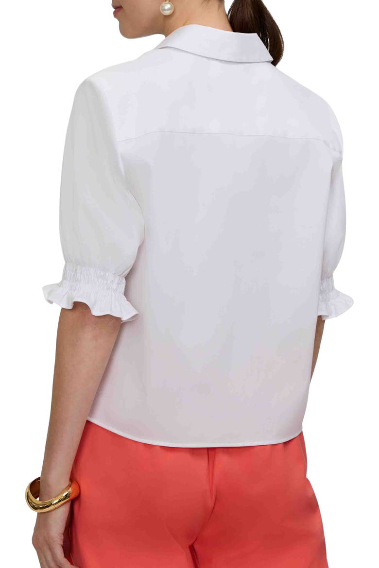 Vivienne Elbow Sleeve Matte Sateen Button-Up Shirt, Alternate, color, WHITE