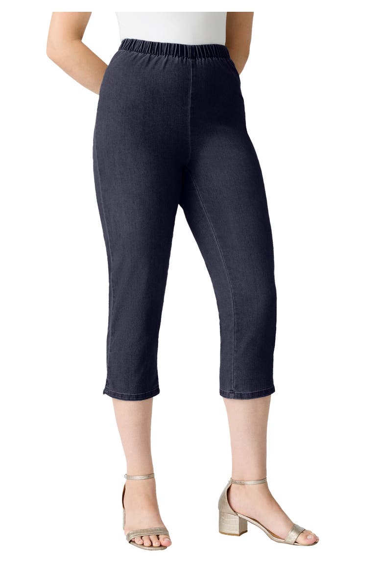 Plus Size Comfort Stretch Capri Jean, Main, color, INDIGO WASH