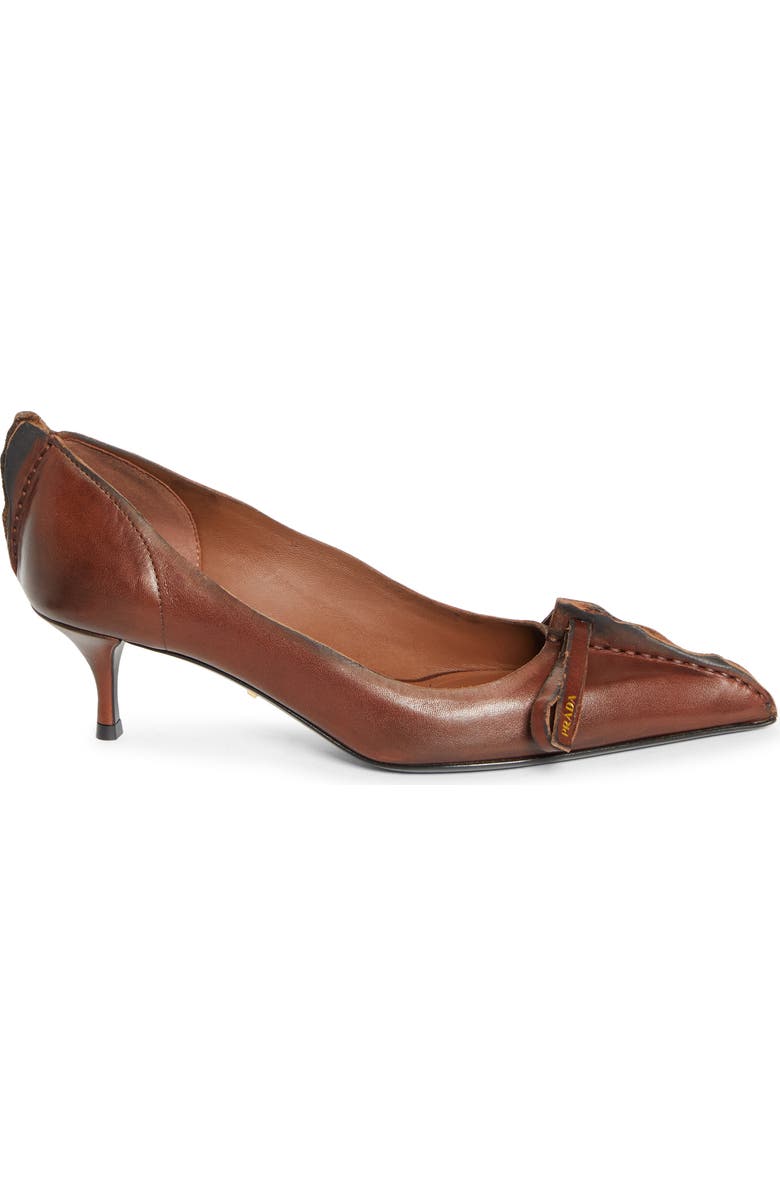 Prada Exposed Seam Kitten Heel Pump, Alternate, color, Cacao