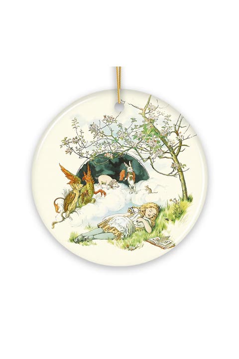 Alice Dreaming Under Blossoms Ceramic Ornament