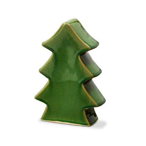 Whimsical Green Ceramic Tree Sculpture Holiday Decor