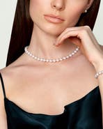 The Pearl Source 8.0-8.5mm Japanese Akoya White Pearl Necklace - AA+ Quality