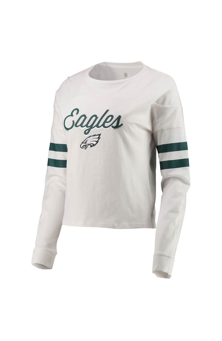 Outerstuff Juniors White Philadelphia Eagles Carli Crop Long Sleeve T-Shirt, Alternate, color, 
