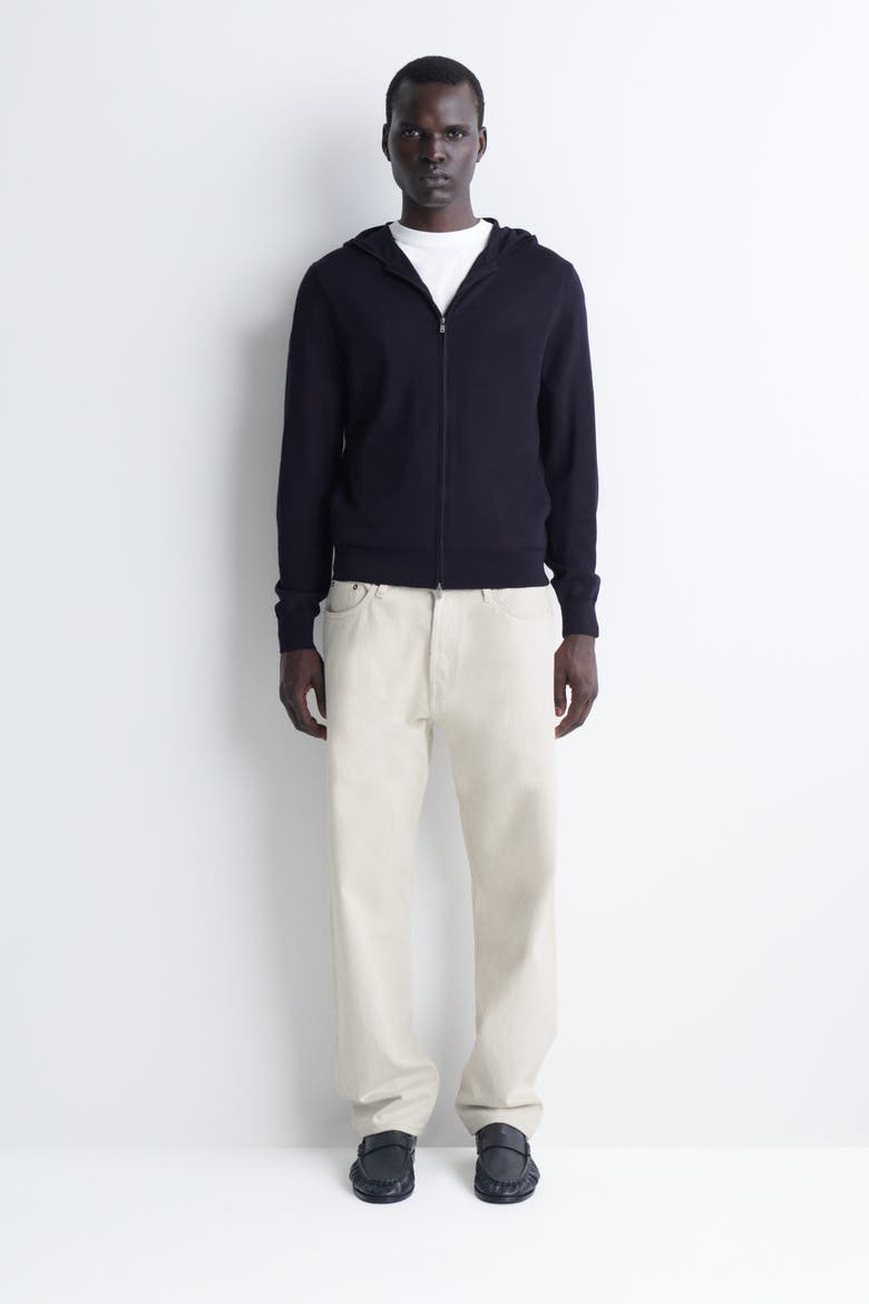Merino Wool Zip-up Hoodie, Alternate, color, NAVY