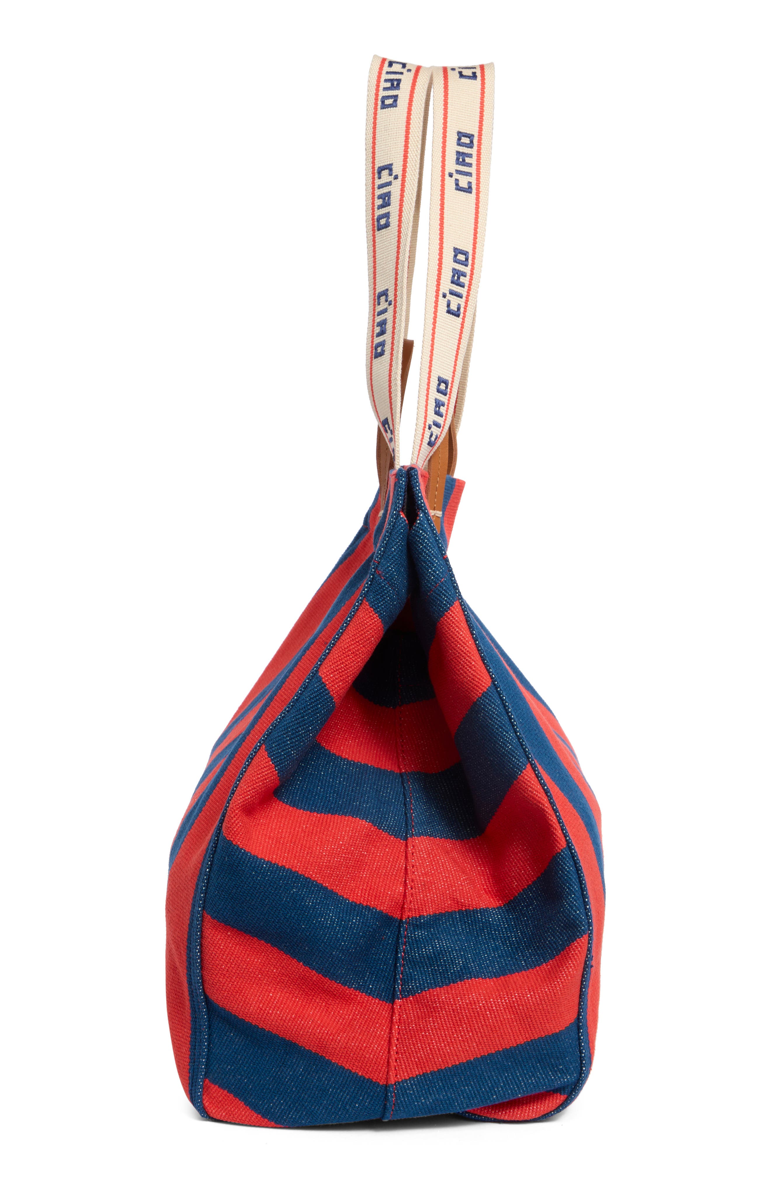 Clare V. La Côte Tote, Alternate, color, Poppy/ French Blue