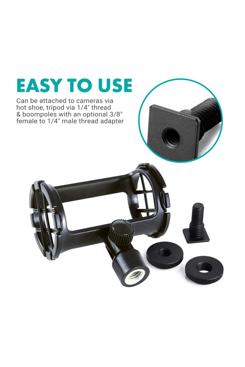 SMM1 Camera Shoe Shockmount for Shotgun Microphones 19-25mm in Diameter, Alternate, color, Black