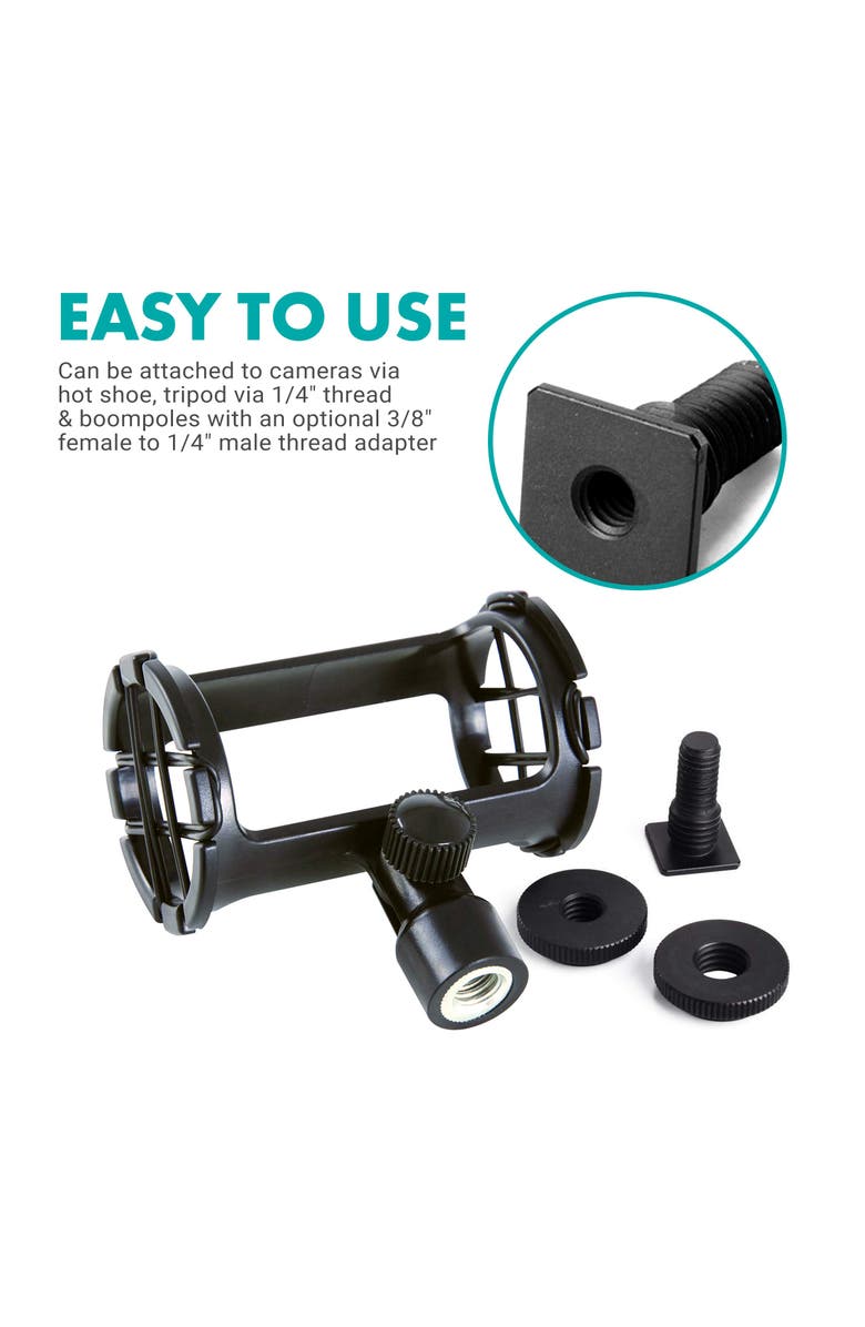 MOVO SMM1 Camera Shoe Shockmount for Shotgun Microphones 19-25mm in Diameter, Alternate, color, Black