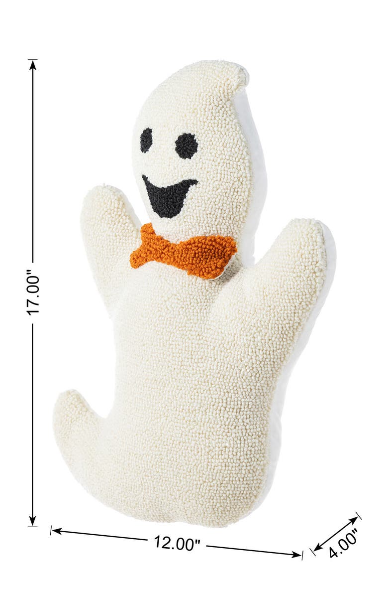 Glitzhome Halloween Hooked Ghost Skeleton Cat Shaped Pillow, Alternate, color, White