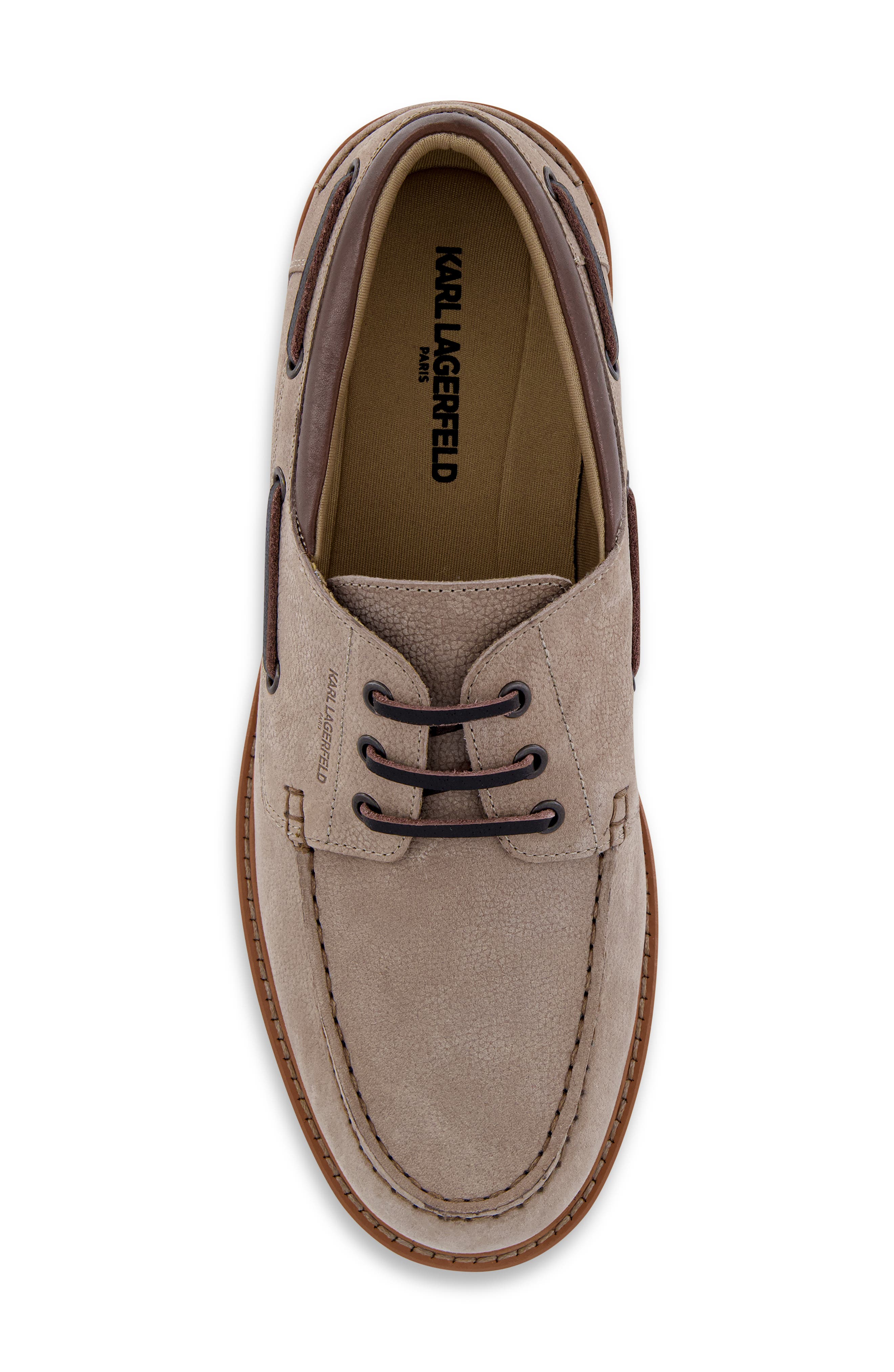 KARL LAGERFELD PARIS Safran Textured Leather Boat Shoe, Alternate, color, Tan