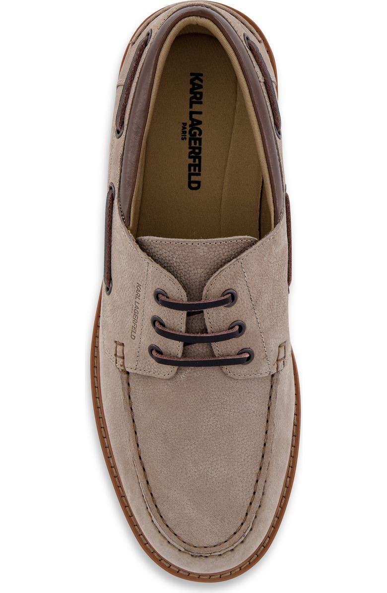 KARL LAGERFELD PARIS Safran Textured Leather Boat Shoe, Alternate, color, Tan