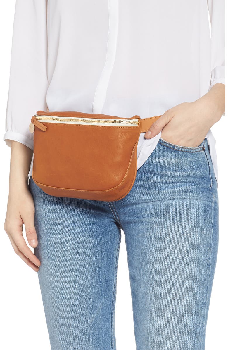 Clare V. Leather Fanny Pack, Alternate, color,