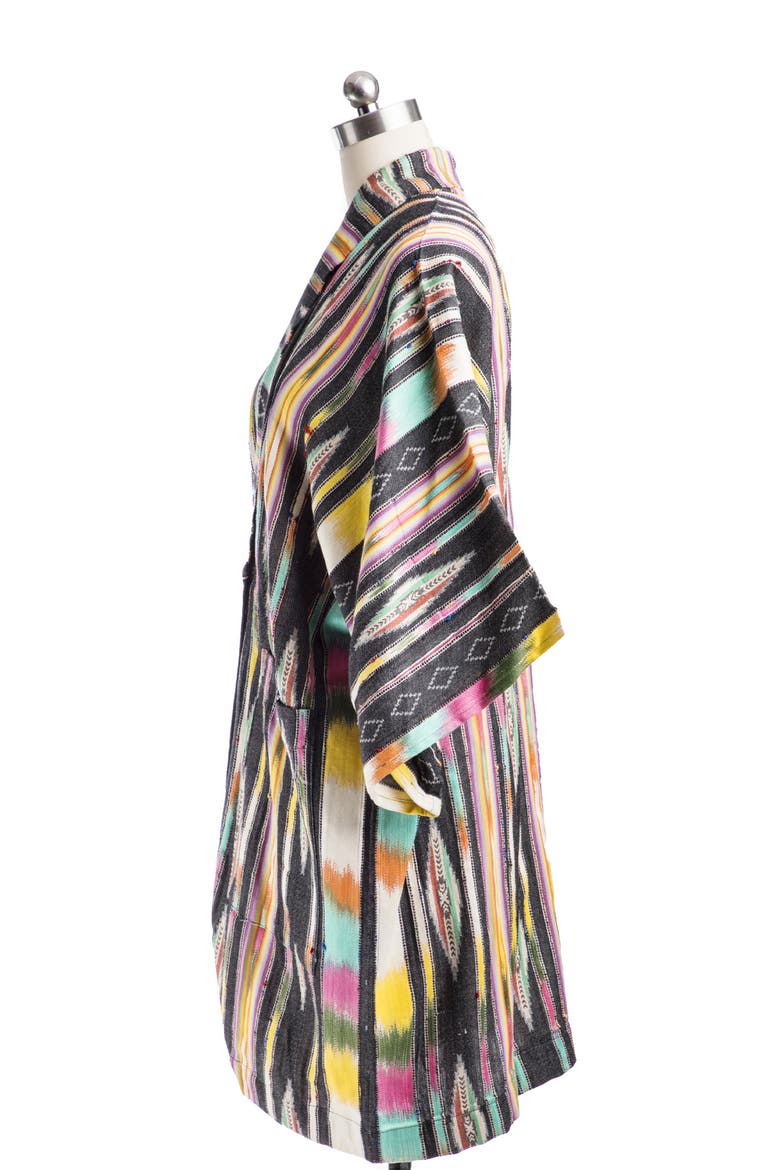 Ikat Stripe Cardigan, Alternate, color, BLACK