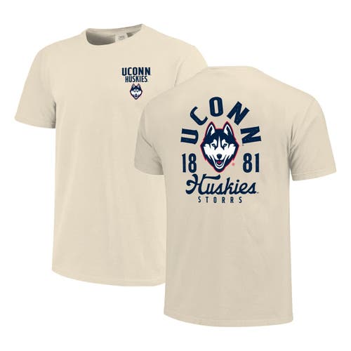 Image One Natural Uconn Huskies Comfort Colors Mascot Overlay T-shirt