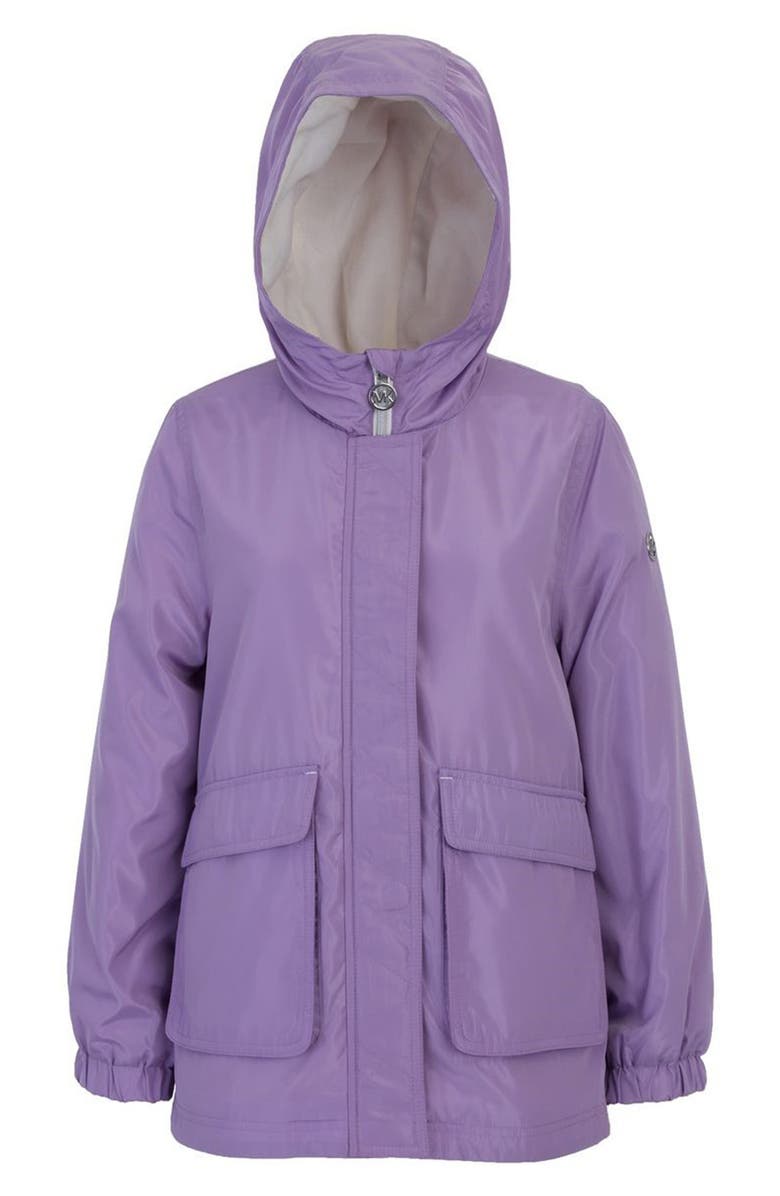 Michael Kors Kids' Fleece Lined Rain Coat, Main, color, Wild Wisteria