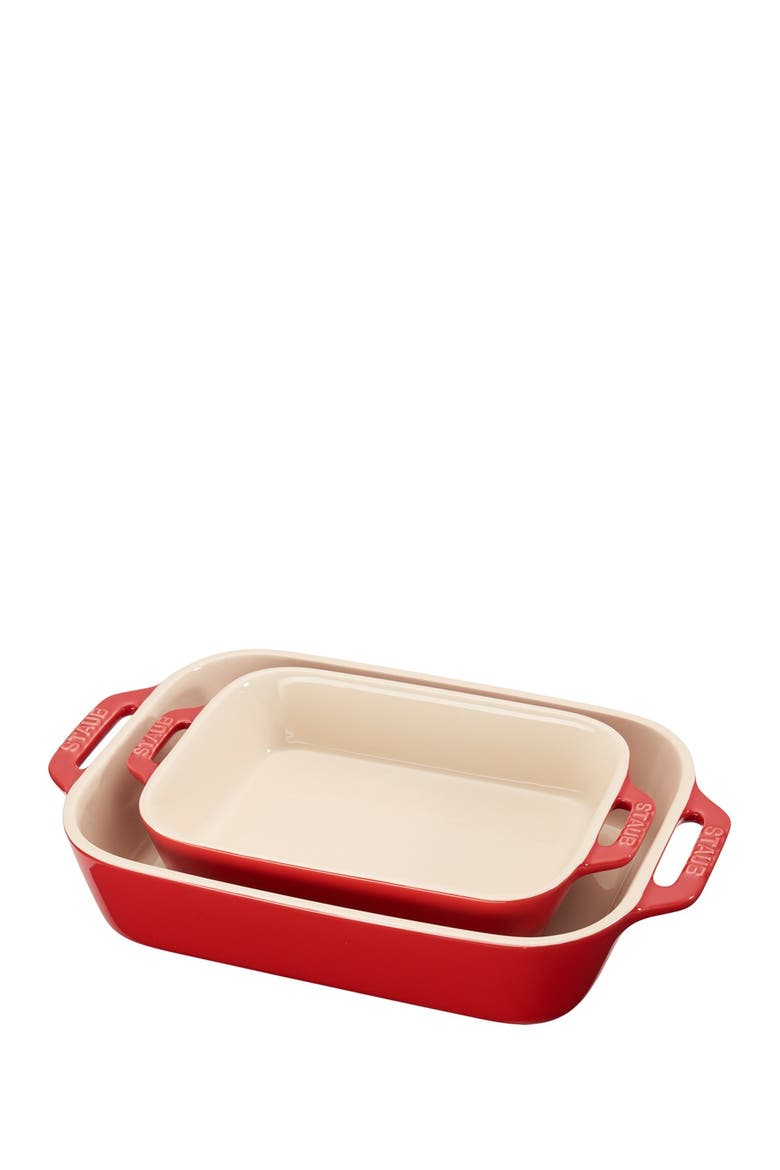 Ceramic 2-Piece Rectangular Baking Dish Set - Cherry, Main, color, CHERRY