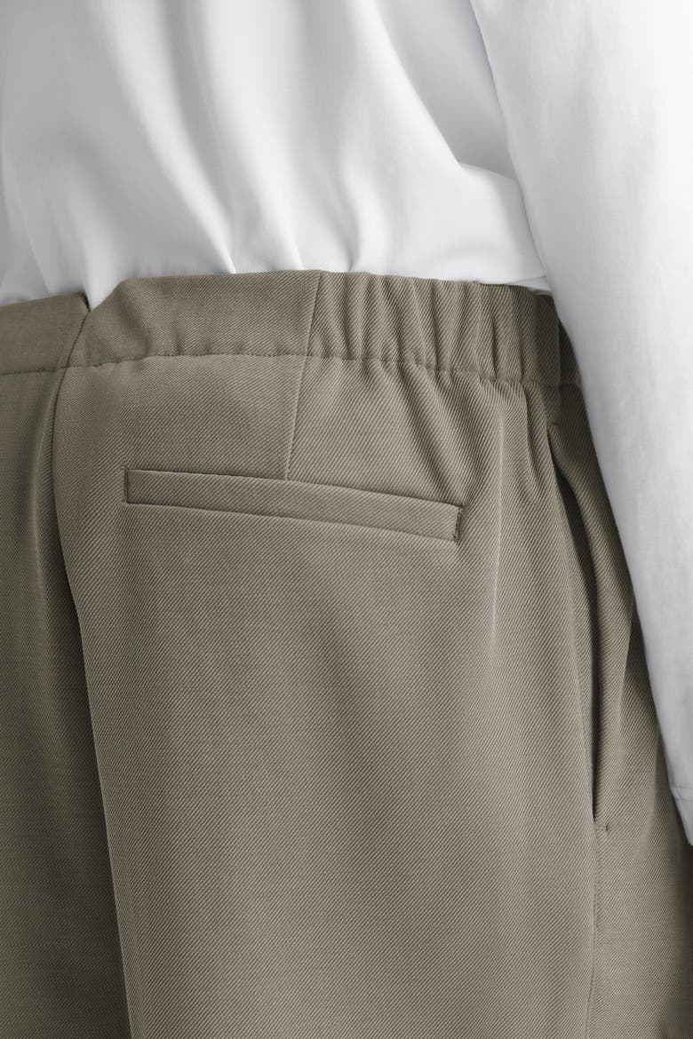 Tailored Bonded-Twill Shorts, Alternate, color, GRAY-GREEN