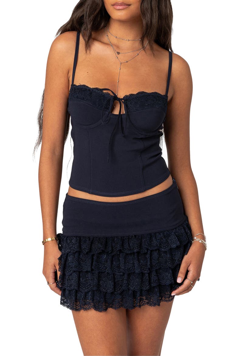 Maisie Lacey Cupped Corset, Main, color, NAVY