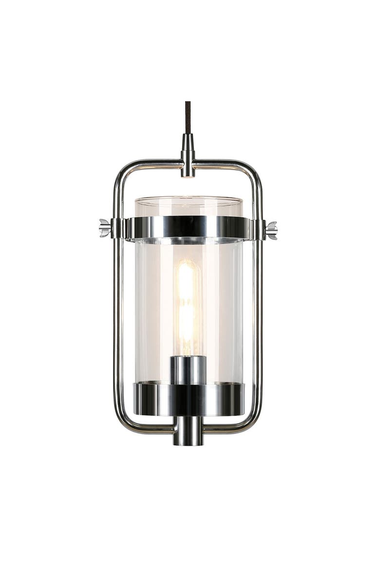 ADDISON AND LANE Orion Industrial Metal & Glass Pendant - Nickel, Main, color,