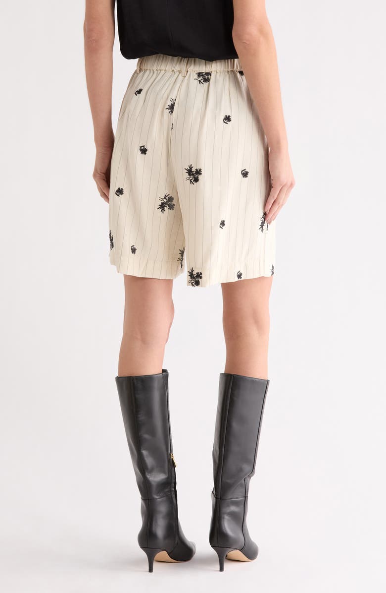 NVLT Floral Embroidered Pinstripe Shorts, Alternate, color, Ivory Stripe