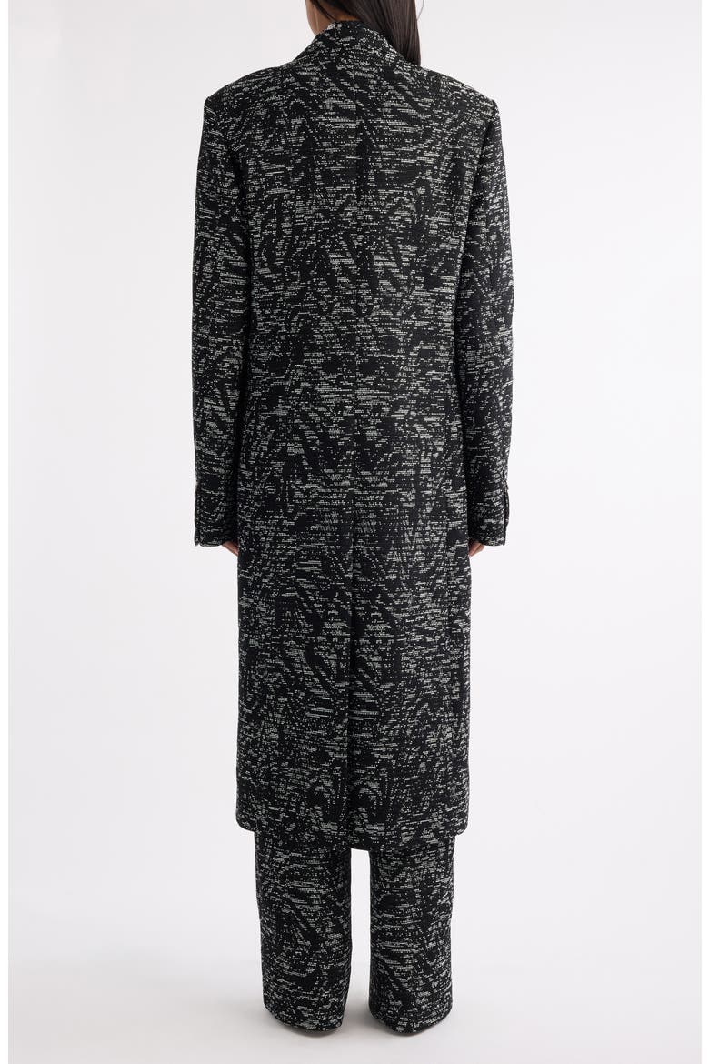 Raftan Abstract Swirl Jacquard Coat, Alternate, color, BLACK