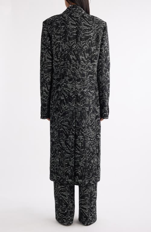 Dries Van Noten Raftan Abstract Swirl Jacquard Coat In Black