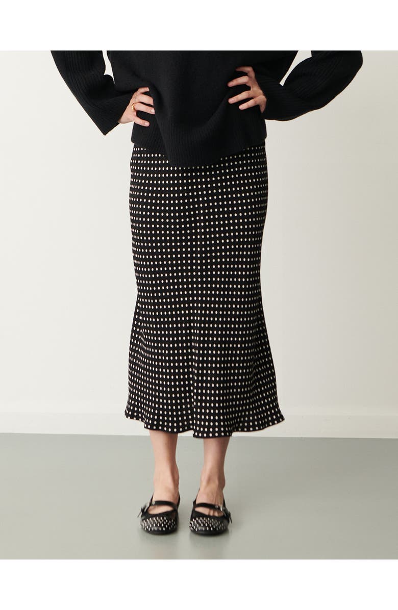 Finery London Evelyn Polka Dot Midi Skirt, Main, color, Black Spot