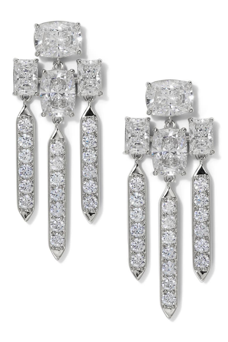 Northern Lights Cubic Zirconia Chandelier Earrings, Main, color, RHODIUM