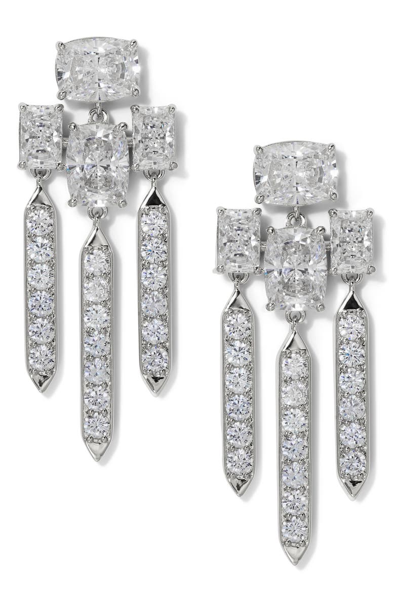 Nadri Northern Lights Cubic Zirconia Chandelier Earrings, Main, color, Rhodium