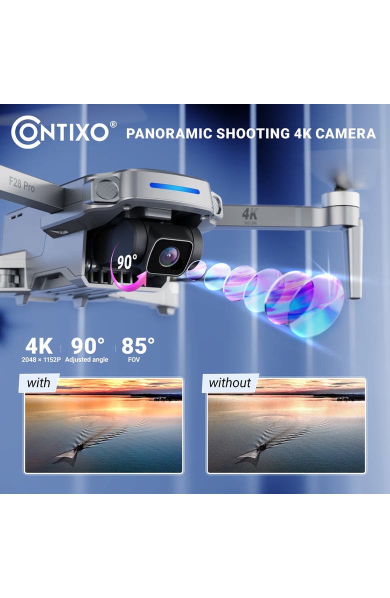 CONTIXO 4K Foldable Camera Drone, Alternate, color, Grey