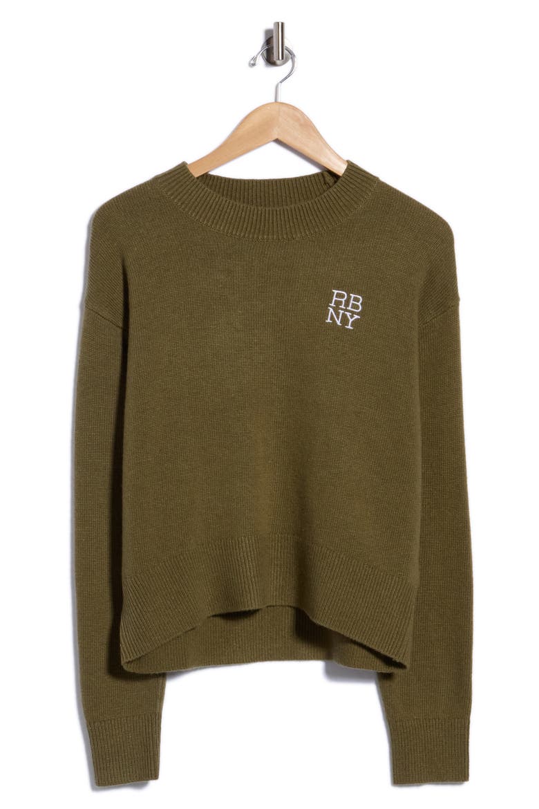RB Logo Crewneck Wool Blend Sweater, Main, color, OLIVE