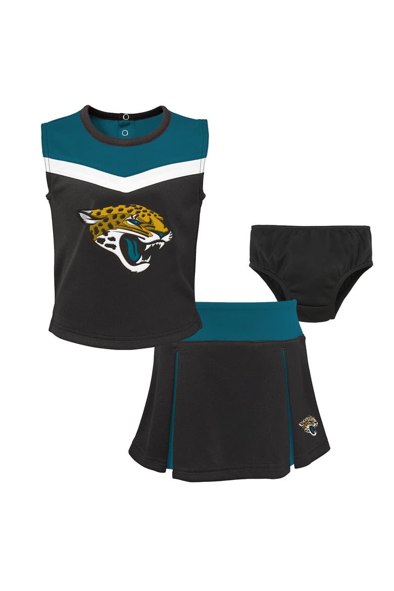 Girls Toddler Black Jacksonville Jaguars Spirit Cheer Three-Piece Cheerleader Set, Alternate, color, Black