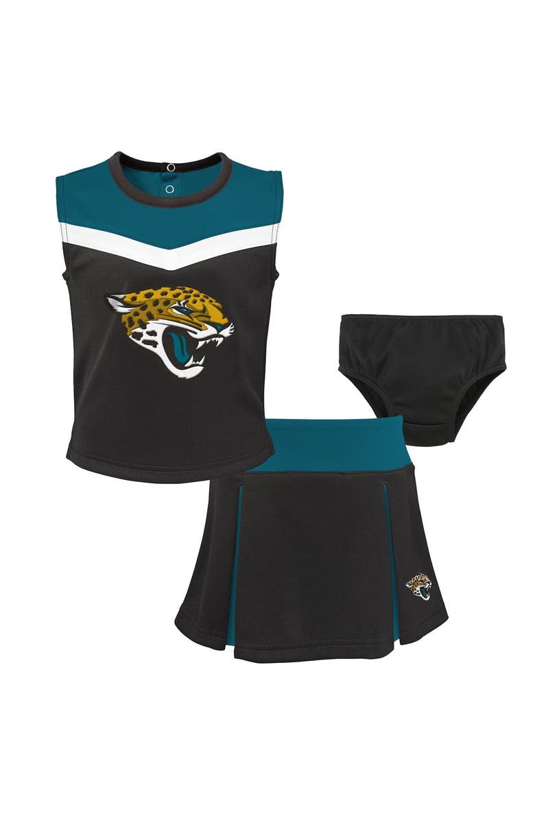 Outerstuff Girls Toddler Black Jacksonville Jaguars Spirit Cheer Three-Piece Cheerleader Set, Alternate, color, Black