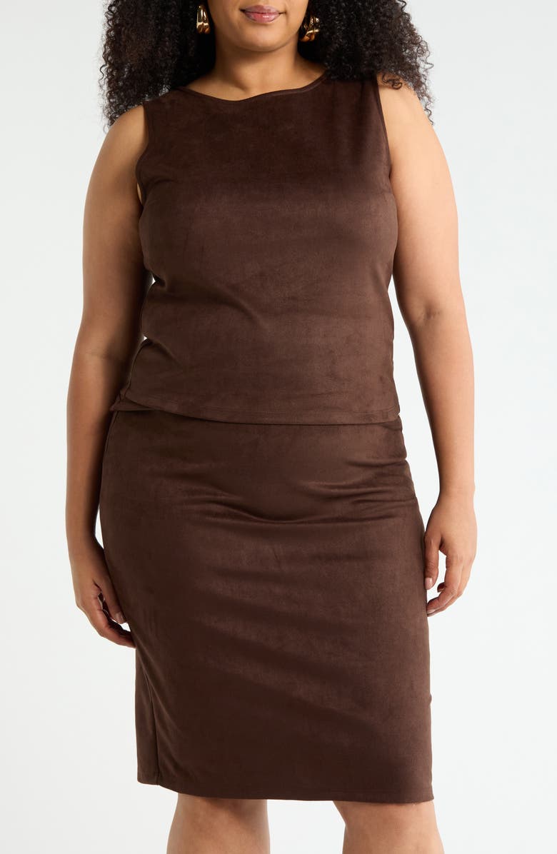 Renee C Faux Suede Shell, Main, color, Chocolate