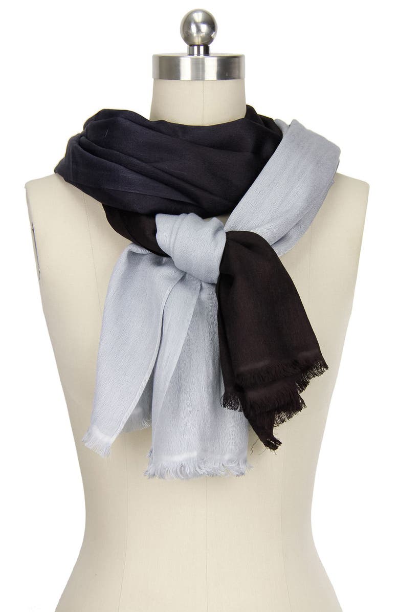 SAACHI Two-Tone Cashmere & Silk Scarf, Alternate, color, Black