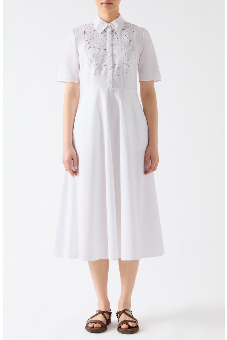 Grace Cutwork Cotton Shirtdress, Main, color, WHITE